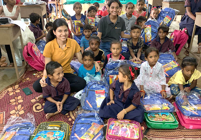 A relief camp distributing supplies