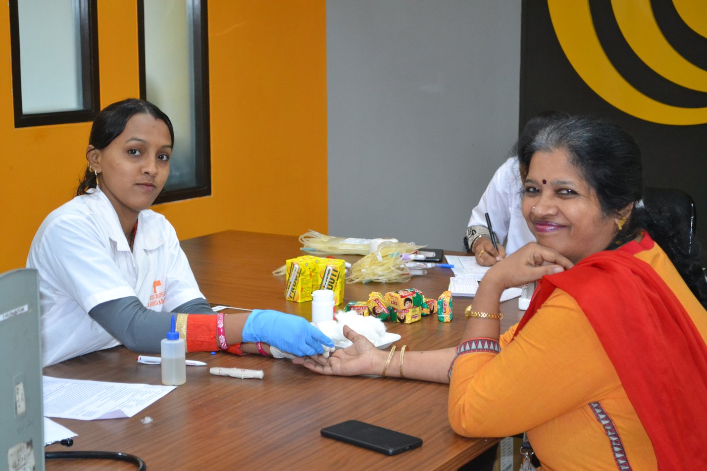 Screening at a blood-donation camp